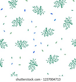 Light Blue, Green vector seamless elegant wallpaper with leaves, branches. Creative illustration in blurred style with leaves, branches. Design for wallpaper, fabric makers.