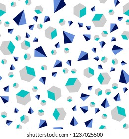 Light Blue, Green vector seamless, isometric layout with rectangles, triangles. Lines, rhombus with colorful gradient. Pattern for design of fabric, wallpapers.