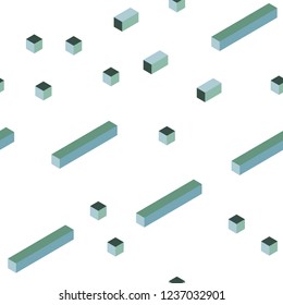 Light Blue, Green vector seamless, isometric texture in rectangular style. Decorative design in abstract style with rectangles. Pattern for design of fabric, wallpapers.