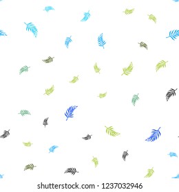 Light Blue, Green vector seamless natural background with leaves. An elegant bright illustration with leaves in Natural style. Design for textile, fabric, wallpapers.
