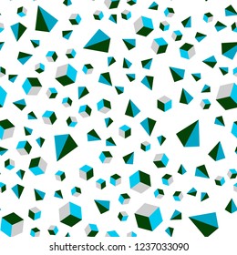 Light Blue, Green vector seamless, isometric cover with triangles, rectangles. Abstract gradient illustration with triangles, cubes. Design for wallpaper, fabric makers.