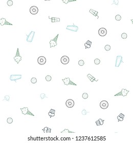 Light Blue, Green vector seamless layout with restaurant food. Beautiful colored illustration with food in doodle style. Template for meal cooking in kitchen.