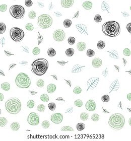 Light Blue, Green vector seamless doodle template with leaves and flowers. Brand new colored illustration with leaves and flowers. Design for wallpaper, fabric makers.