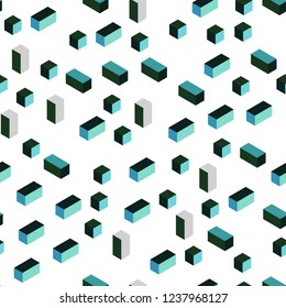Light Blue, Green vector seamless, isometric layout with lines, rectangles. Abstract gradient illustration with rectangles. Design for wallpaper, fabric makers.
