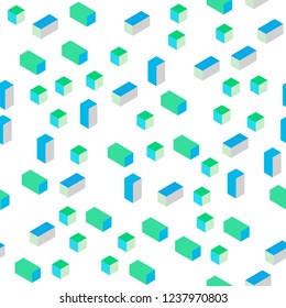 Light Blue, Green vector seamless, isometric layout with lines, rectangles. Modern abstract illustration with colorful rectangles. Pattern for design of fabric, wallpapers.