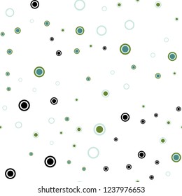 Light Blue, Green vector seamless texture with disks. Blurred decorative design in abstract style with bubbles. Pattern for design of window blinds, curtains.