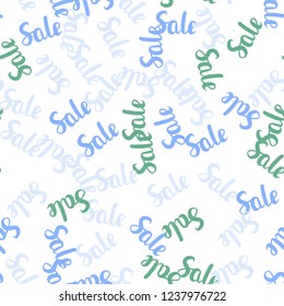 Light Blue, Green vector seamless pattern with 70, 90 percentage signs. Shining colorful illustration with isolated selling prices. Pattern for ads, posters, banners of sales.