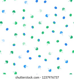 Light Blue, Green vector seamless pattern with coffee beans, cups. Decorative gradient design of coffee cups and beans. Design for ad, poster, banner of cafes, restaurants.