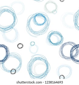 Light Blue, Green vector seamless pattern with spheres. Blurred decorative design in abstract style with bubbles. Texture for window blinds, curtains.