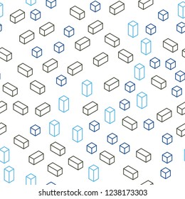 Light Blue, Green vector seamless, isometric texture in rectangular style. Decorative design in abstract style with rectangles. Design for wallpaper, fabric makers.