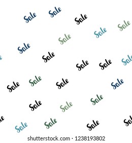 Light Blue, Green vector seamless background with words of sales. Illustration with signs of sales on abstract template. Backdrop for super sales on Black Friday.