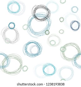 Light Blue, Green vector seamless template with circles. Blurred bubbles on abstract background with colorful gradient. Pattern for design of fabric, wallpapers.