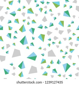 Light Blue, Green vector seamless, isometric cover with polygonal style. Illustration with set of colorful triangles. Template for business cards, websites.