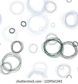 Light Blue, Green vector seamless layout with circle shapes. Blurred decorative design in abstract style with bubbles. Pattern for trendy fabric, wallpapers.