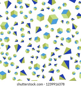 Light Blue, Green vector seamless, isometric pattern with polygonal style with cubes. Lines, rhombus with colorful gradient. Pattern for design of fabric, wallpapers.