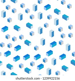 Light Blue, Green vector seamless, isometric texture in rectangular style. Beautiful illustration with rectangles and squares. Design for textile, fabric, wallpapers.