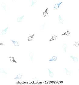 Light Blue, Green vector seamless template with tasty ice-cream. Decorative illustration with ice-cream on abstract template. Pattern for ads of breakfast, lunch, dinner.
