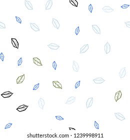 Light Blue, Green vector seamless abstract design with leaves. Modern geometrical abstract illustration with leaves. Texture for window blinds, curtains.
