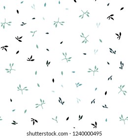 Light Blue, Green vector seamless natural background with leaves. Brand new colored illustration in blurry style with leaves. Template for business cards, websites.