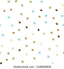 Light Blue, Green vector seamless layout with coffee set. Decorative gradient design of coffee cups and beans. Doodle design for your business advert of cafes.