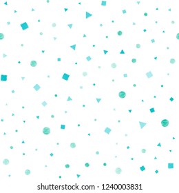 Light Blue, Green vector seamless template with crystals, circles, squares. Illustration with set of colorful circles, triangles, squares. Pattern for design of fabric, wallpapers.