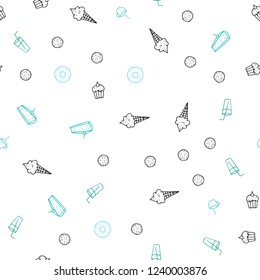 Light Blue, Green vector seamless template with organic meal. Fast Food on blurred abstract background with colorful gradient. Pattern for menu of cafes, bars, restaurants.