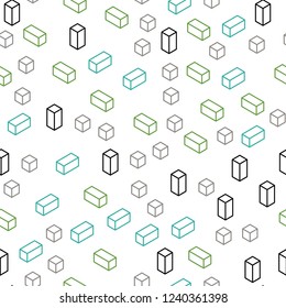 Light Blue, Green vector seamless, isometric cover in polygonal style. Beautiful illustration with rectangles and squares. Design for wallpaper, fabric makers.