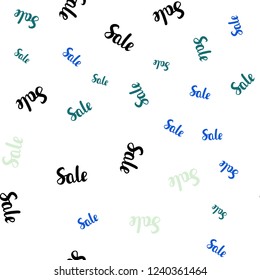 Light Blue, Green vector seamless pattern with sale signs. Shining colorful illustration with isolated selling prices. Backdrop for ads, leaflets of Black Friday.