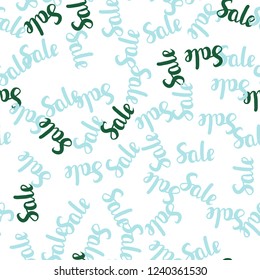 Light Blue, Green vector seamless pattern with 70, 90 percentage signs. Illustration with signs of sales on abstract template. Pattern for ads, posters, banners of sales.