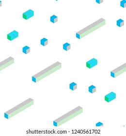 Light Blue, Green vector seamless, isometric pattern in square style. Glitter abstract illustration with rectangular shapes. Template for business cards, websites.