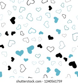Light Blue, Green vector seamless template with doodle hearts. Illustration with hearts in love concept for valentine's day. Pattern can be used for valentine's ad, booklets.