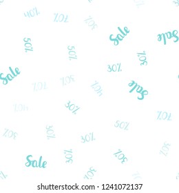 Light Blue, Green vector seamless template with 30%, 40%, 50% selling. Abstract illustration with colorful gradient symbols of sales. Backdrop for mega promotions, discounts.