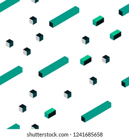 Light Blue, Green vector seamless, isometric cover in polygonal style. Glitter abstract illustration with rectangular shapes. Texture for window blinds, curtains.