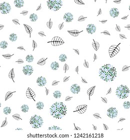 Light Blue, Green vector seamless abstract design with leaves, flowers. Gradient Leaves, flowers on white background. Trendy design for wallpaper, fabric makers.