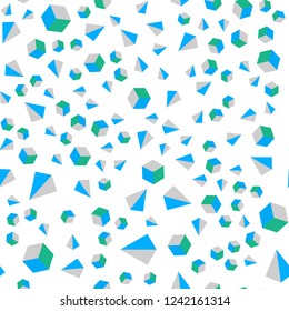 Light Blue, Green vector seamless, isometric layout with rectangles, triangles. Lines, rhombus with colorful gradient. Pattern for design of fabric, wallpapers.