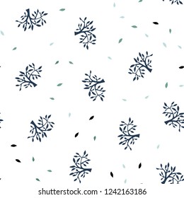 Light Blue, Green vector seamless abstract backdrop with leaves, branches. Doodle illustration of leaves and branches in Origami style. Pattern for design of fabric, wallpapers.