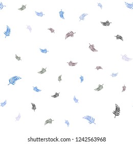 Light Blue, Green vector seamless natural background with leaves. A vague abstract illustration with leaves in doodles style. Trendy design for wallpaper, fabric makers.