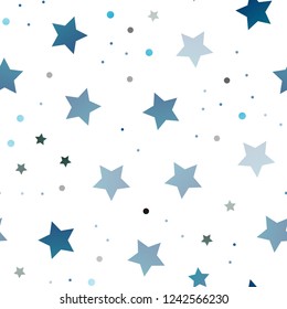 Light Blue, Green vector seamless layout with bright stars. Modern geometrical abstract illustration with stars. The pattern can be used for new year ad, booklets.
