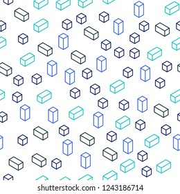 Light Blue, Green vector seamless, isometric layout with lines, rectangles. Modern abstract illustration with colorful rectangles. Pattern for trendy fabric, wallpapers.