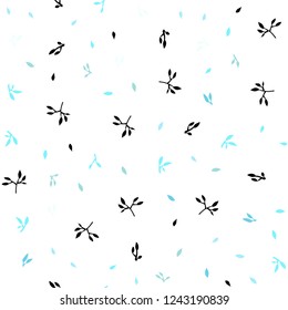 Light Blue, Green vector seamless elegant background with leaves. leaves on elegant natural pattern with gradient. Design for textile, fabric, wallpapers.