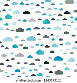 Light Blue, Green vector seamless template with sky, clouds. Illustration in abstract style with colorful clouds. Pattern for design of window blinds, curtains.