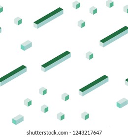 Light Blue, Green vector seamless, isometric layout with lines, rectangles. Illustration with set of colorful rectangles. Pattern for trendy fabric, wallpapers.