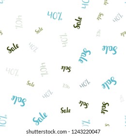 Light Blue, Green vector seamless layout with discount of 40%. Shining colorful illustration with isolated selling prices. Backdrop for mega promotions, discounts.