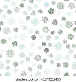 Light Blue, Green vector seamless pattern with christmas snowflakes. Decorative shining illustration with snow on abstract template. Pattern for design of fabric, wallpapers.
