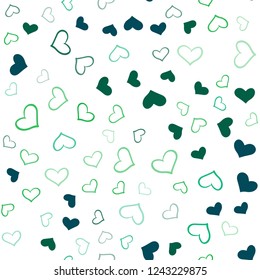 Light Blue, Green vector seamless background with hearts. Beautiful colored illustration with hearts in celebration style. Beautiful design for your business advert of anniversary.