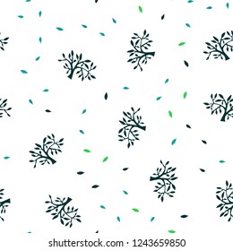 Light Blue, Green vector seamless doodle pattern with leaves, branches. Illustration with doodles on abstract template. Template for business cards, websites.