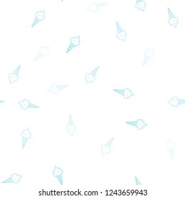 Light Blue, Green vector seamless template with tasty ice-cream. Decorative illustration with ice-cream on abstract template. Pattern for ad, booklets, leaflets of restaurants.
