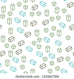 Light Blue, Green vector seamless, isometric template with rhombus. Rectangles on abstract background with colorful gradient. Design for wallpaper, fabric makers.
