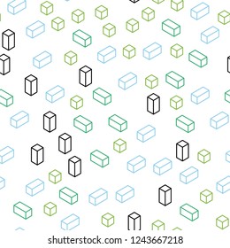 Light Blue, Green vector seamless, isometric cover in polygonal style. Glitter abstract illustration with rectangular shapes. Pattern for design of fabric, wallpapers.