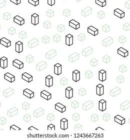 Light Blue, Green vector seamless, isometric pattern in square style. Illustration with set of colorful rectangles. Pattern for trendy fabric, wallpapers.